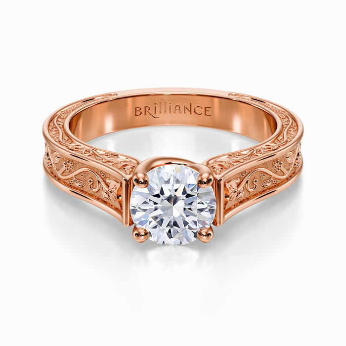 Antique Solitaire Engagement Ring in Rose Gold