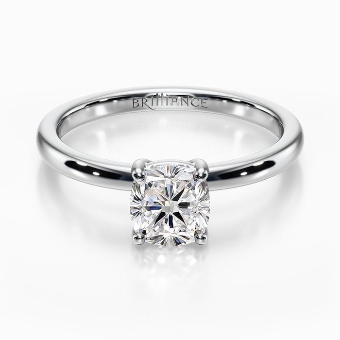 Basket Style Solitaire Engagement Ring in White Gold