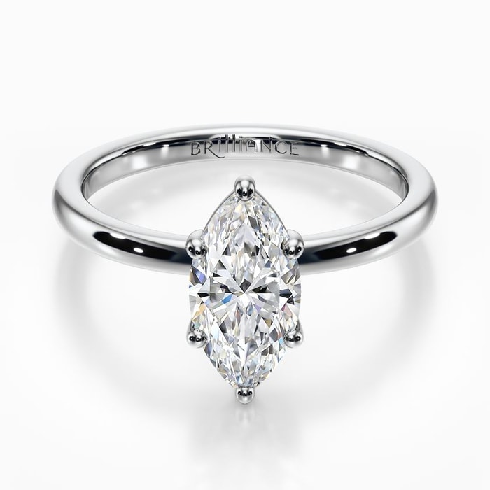 Basket Style Solitaire Engagement Ring in White Gold
