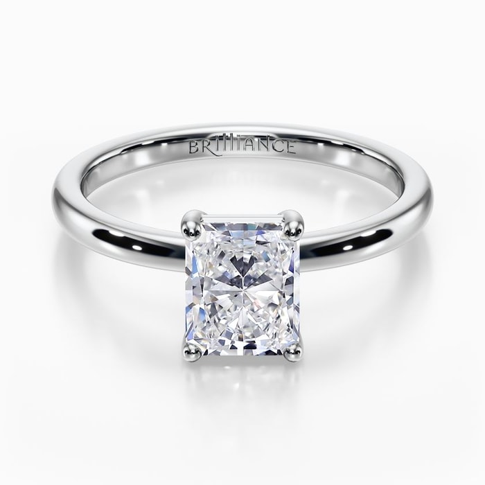 Basket Style Solitaire Engagement Ring in White Gold