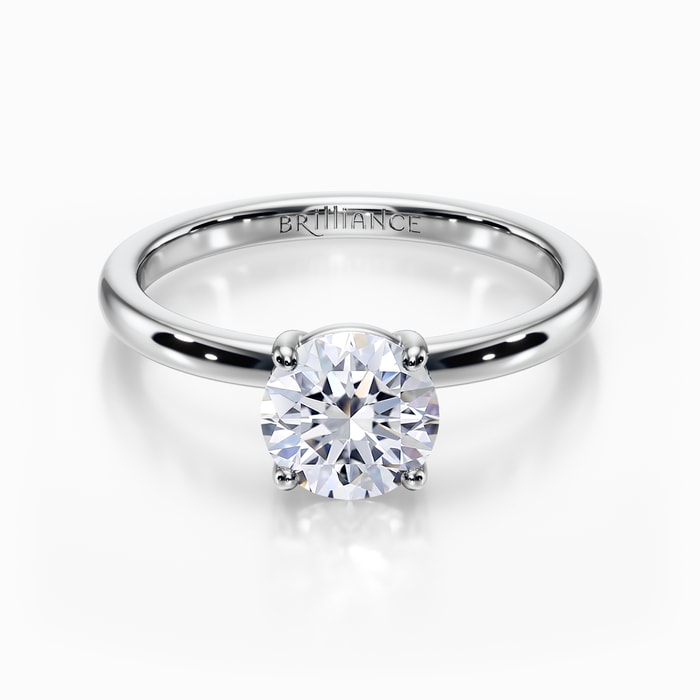 Basket Style Solitaire Engagement Ring in White Gold