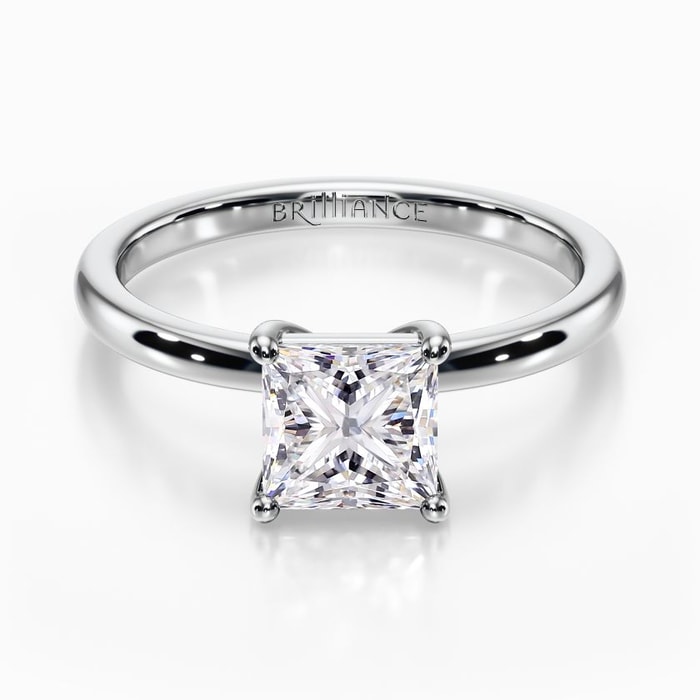 Basket Style Solitaire Engagement Ring in White Gold