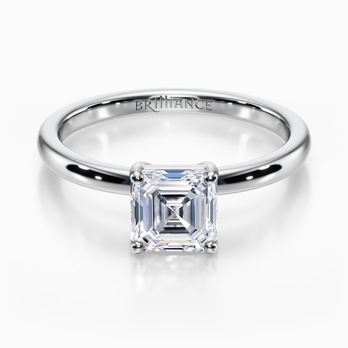 Basket Style Solitaire Engagement Ring in White Gold