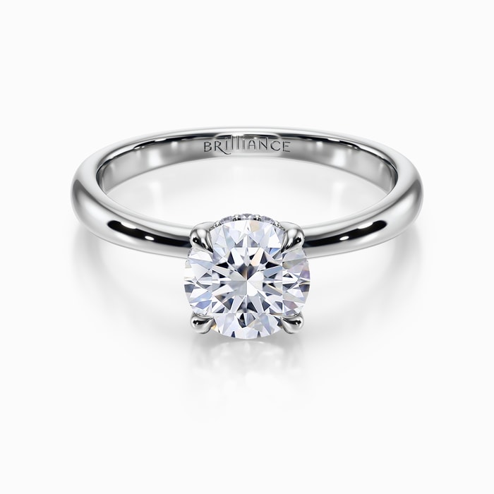 Blooming Engagement Ring with Hidden Halo in White Gold