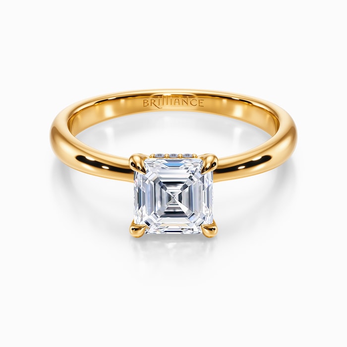 Blooming Engagement Ring with Hidden Halo in Yellow Gold