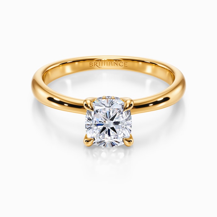 Blooming Engagement Ring with Hidden Halo in Yellow Gold