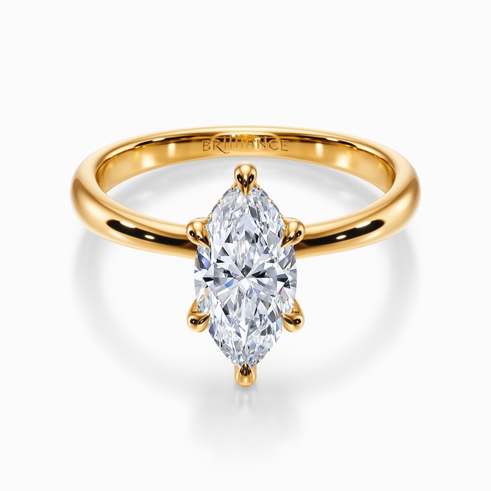Blooming Engagement Ring with Hidden Halo in Yellow Gold