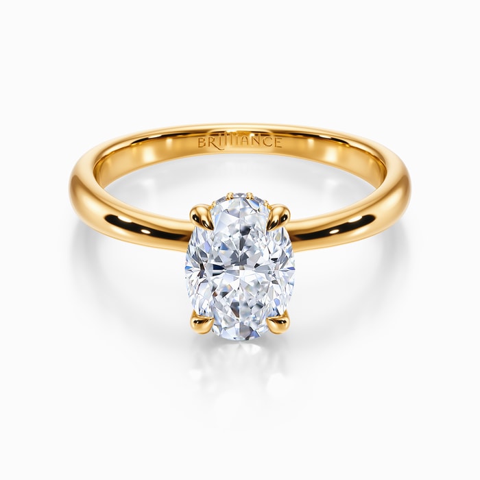 Blooming Engagement Ring with Hidden Halo in Yellow Gold
