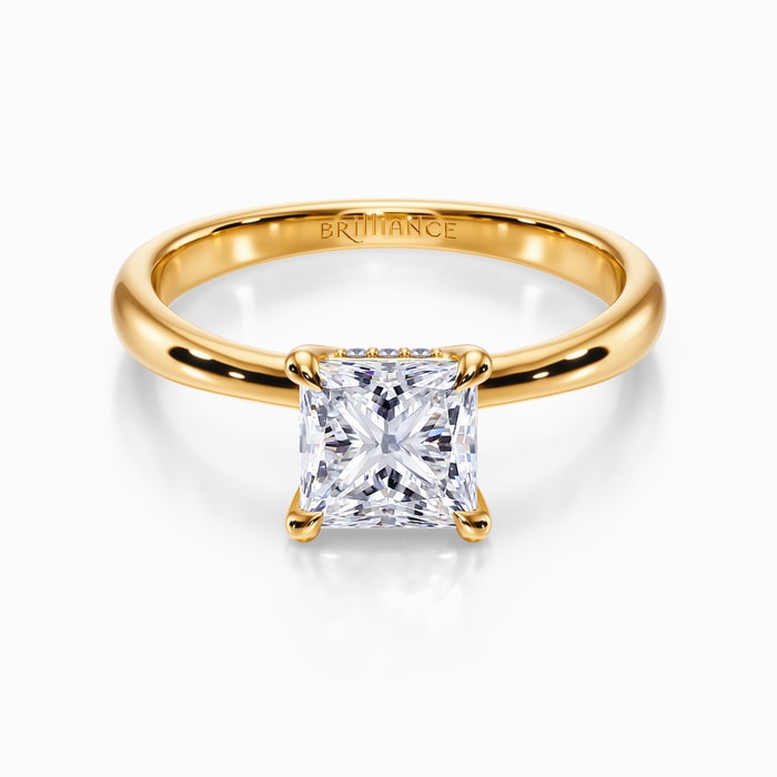 Blooming Engagement Ring with Hidden Halo in Yellow Gold