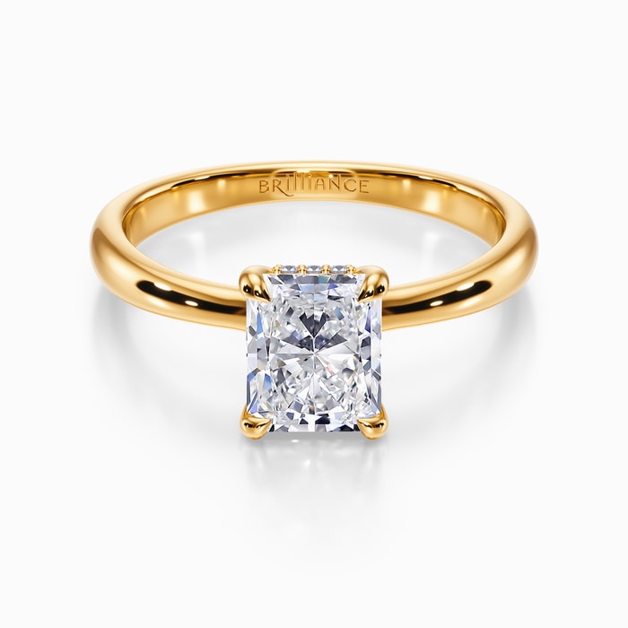 Blooming Engagement Ring with Hidden Halo in Yellow Gold