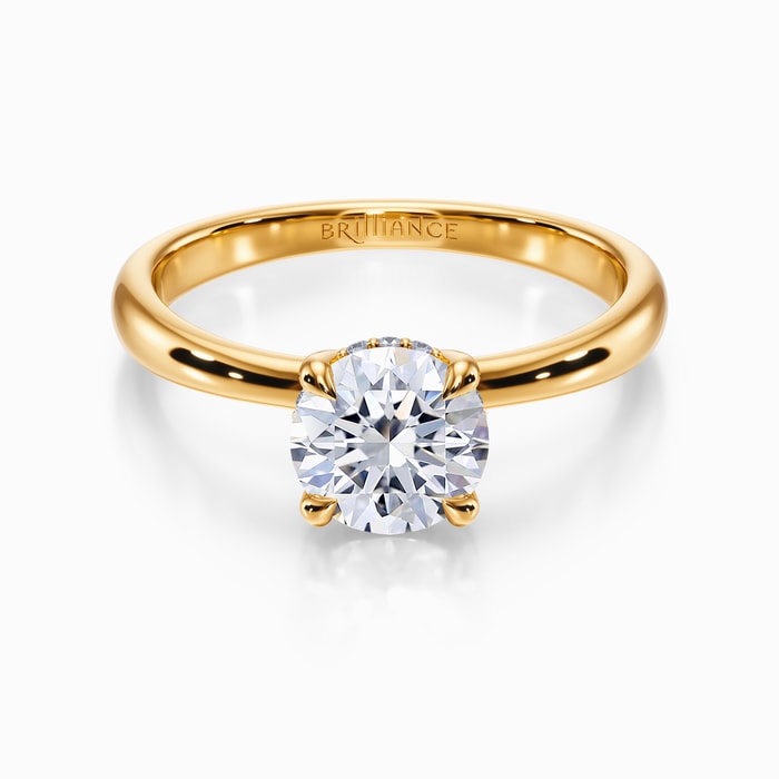 Blooming Engagement Ring with Hidden Halo in Yellow Gold