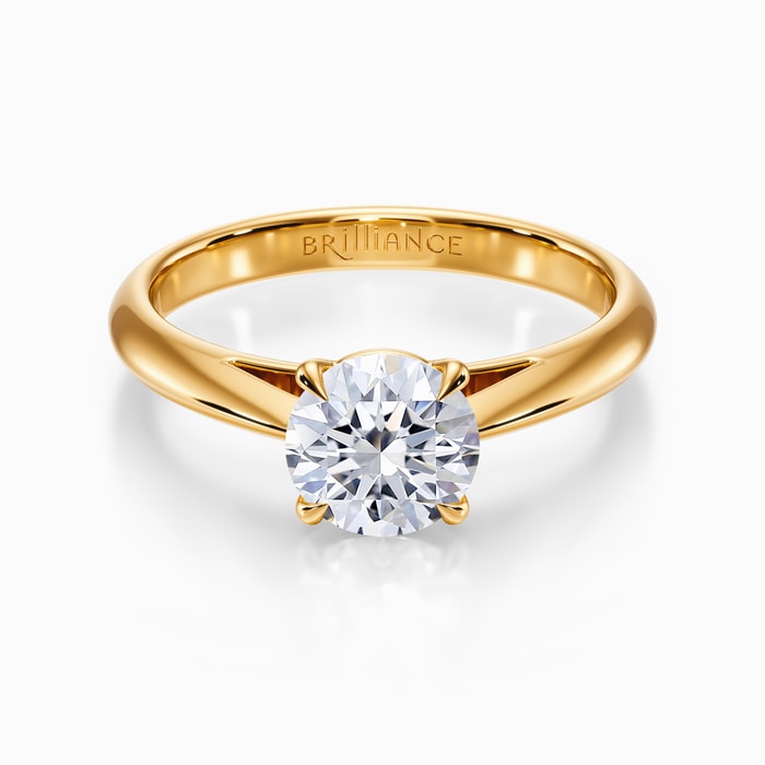 Cathedral Knife Edge Solitaire Ring in Yellow Gold