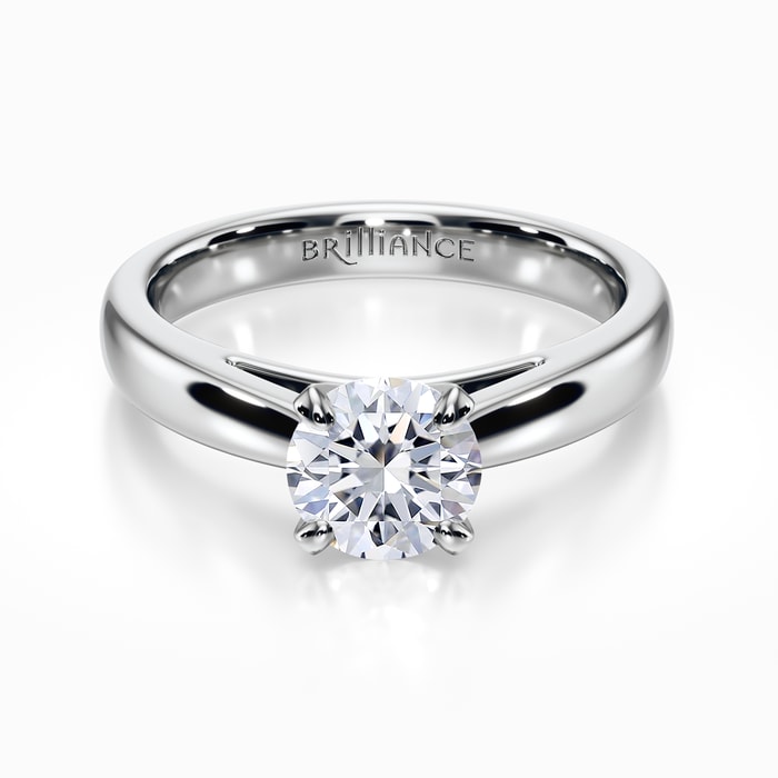 Solitaire Engagement Ring With Cathedral Setting in White Gold (3 mm)