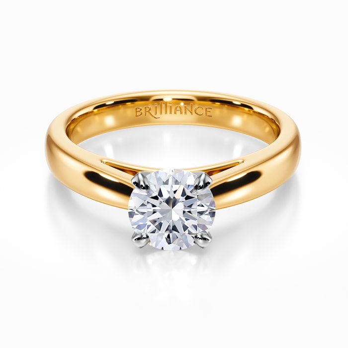 Solitaire Engagement Ring With Cathedral Setting in Yellow Gold (3 mm)