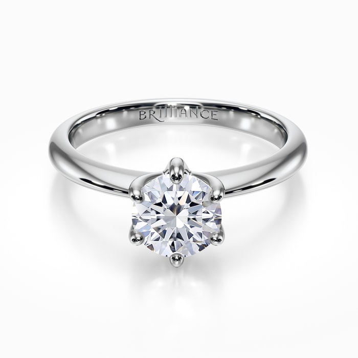 Elegant Six-Prong Solitaire Engagement Ring in Platinum
