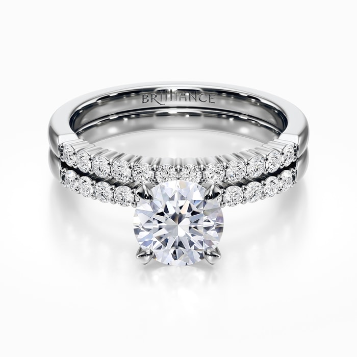 Delicate Shared-Prong Diamond Bridal Set in White Gold