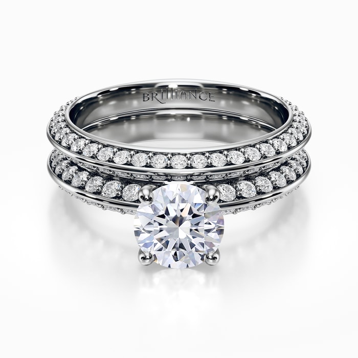 Diamond Knife Edge Bridal Set in White Gold