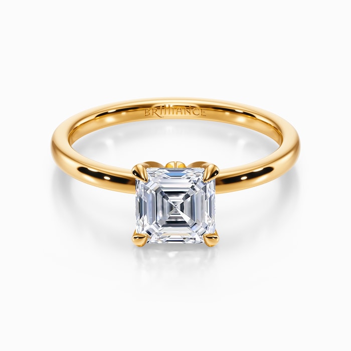 Diamond Petal Prong Engagement Ring in Yellow Gold
