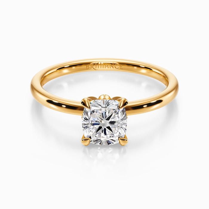 Diamond Petal Prong Engagement Ring in Yellow Gold