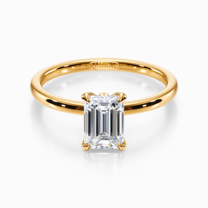 Diamond Petal Prong Engagement Ring in Yellow Gold