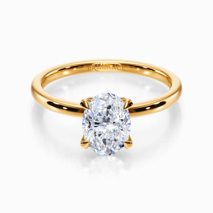 Diamond Petal Prong Engagement Ring in Yellow Gold