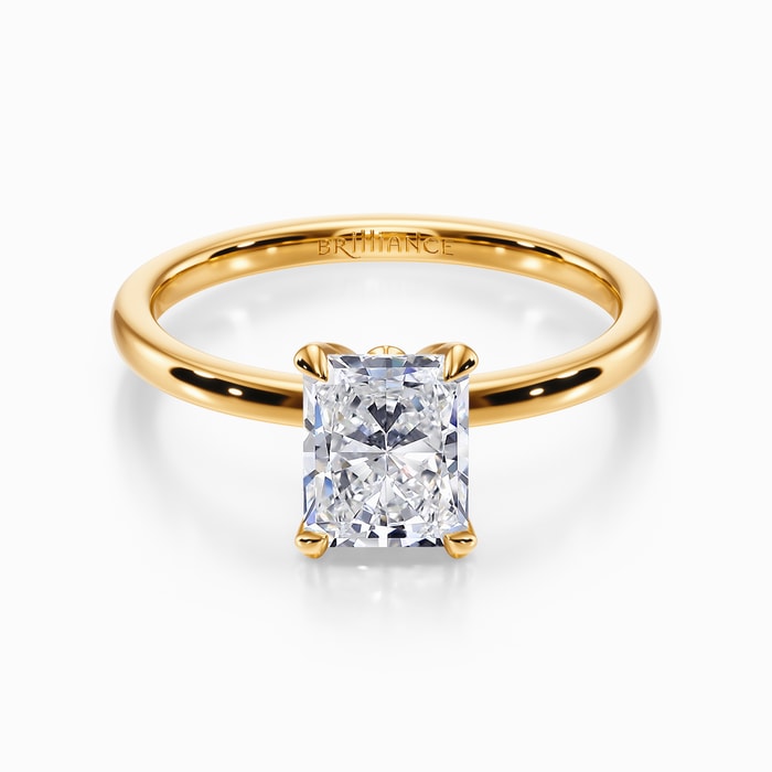 Diamond Petal Prong Engagement Ring in Yellow Gold