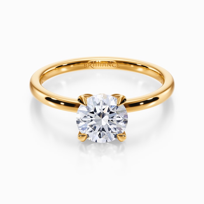 Diamond Petal Prong Engagement Ring in Yellow Gold