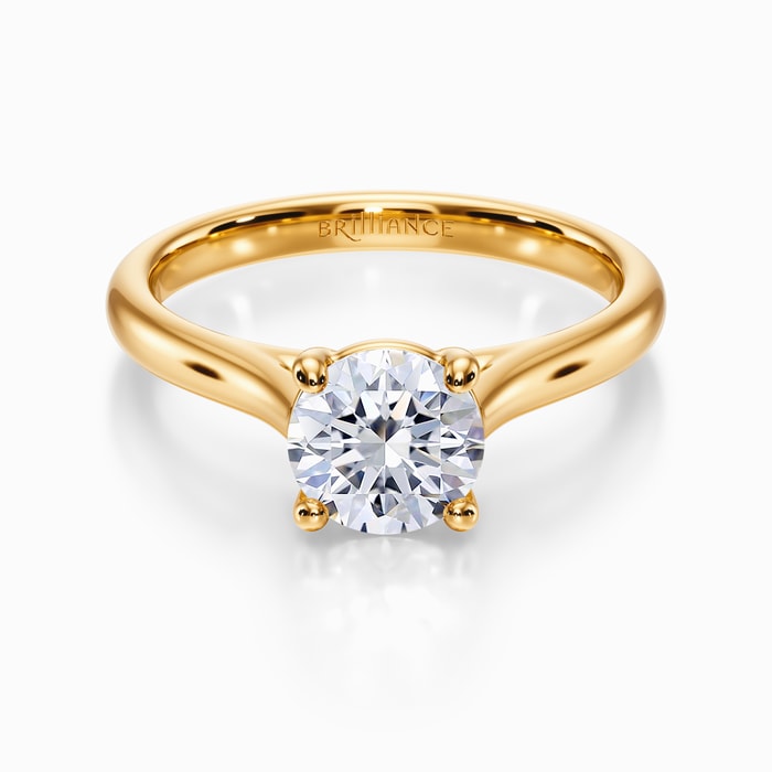Elevated Cathedral Engagement Ring in Yellow Gold