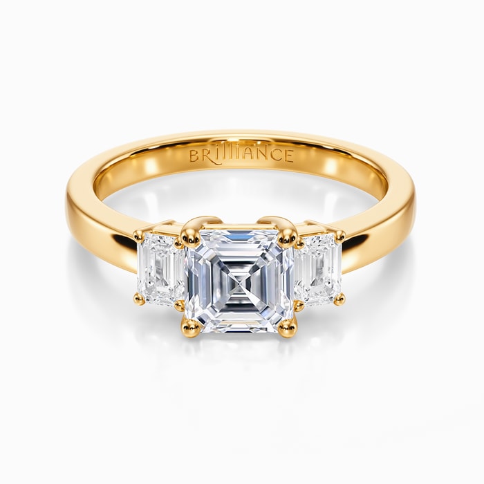 Emerald Accents Diamond Engagement Ring in Yellow Gold (0.48 Carat)