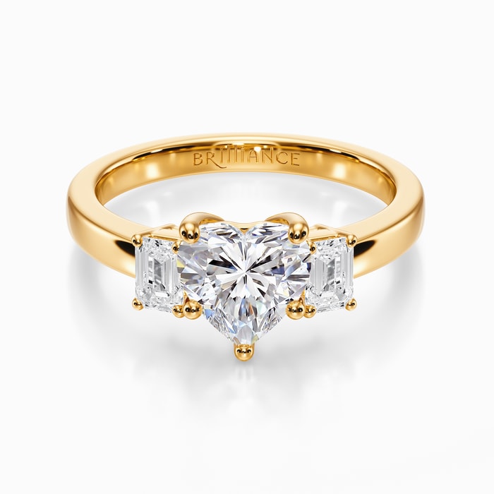 Emerald Accents Diamond Engagement Ring in Yellow Gold (0.48 Carat)