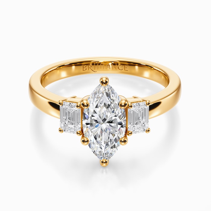 Emerald Accents Diamond Engagement Ring in Yellow Gold (0.48 Carat)
