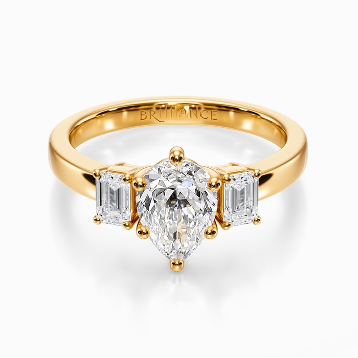 Emerald Accents Diamond Engagement Ring in Yellow Gold (0.48 Carat)