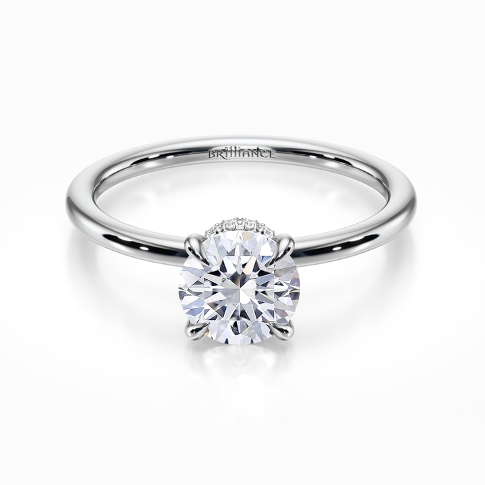 Engagement Ring with Diamond Collar in White Gold