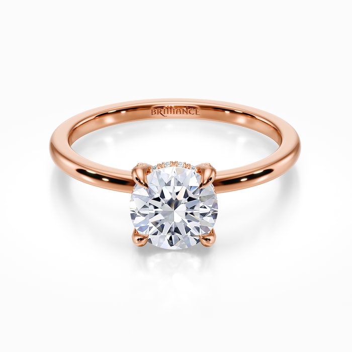 Engagement Ring with Diamond Prongs in Rose Gold