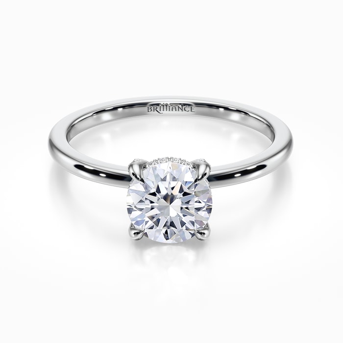 Engagement Ring with Diamond Prongs in White Gold