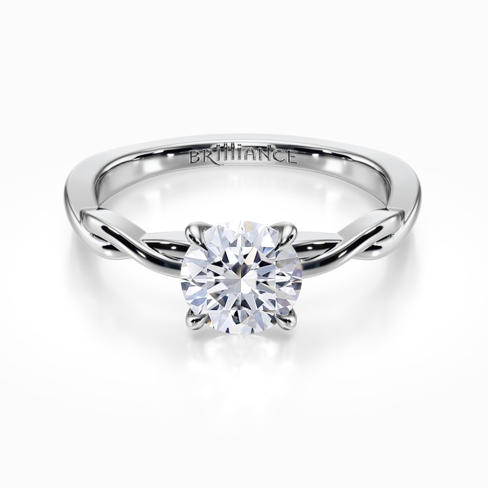 Twisted Solitaire Engagement Ring in White Gold