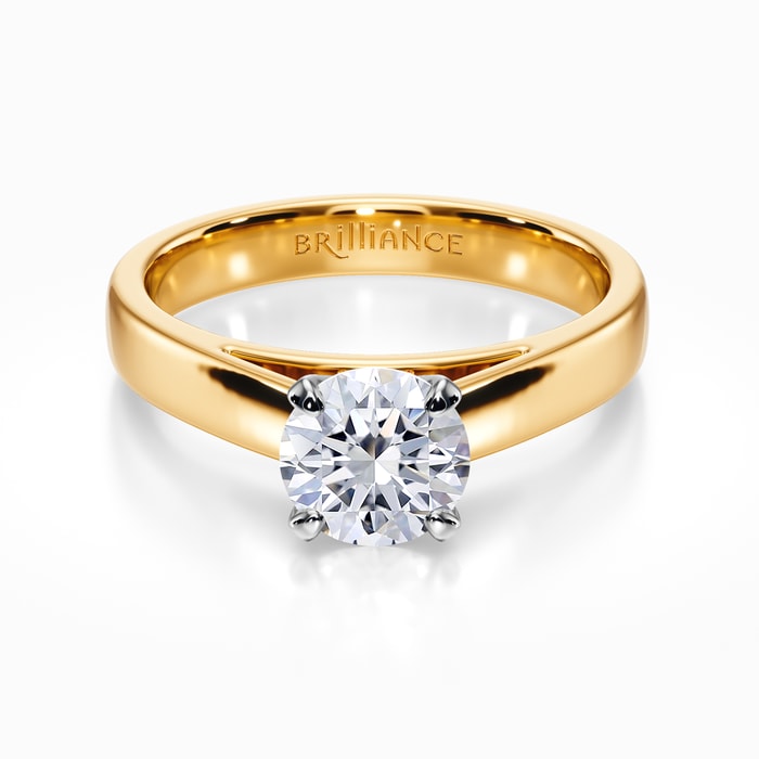 Flat Cathedral Solitaire Engagement Ring in Yellow Gold (3 mm)