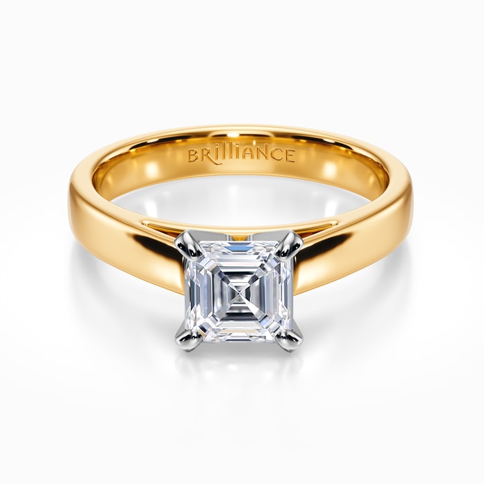 Flat Cathedral Solitaire Engagement Ring in Yellow Gold (3 mm)
