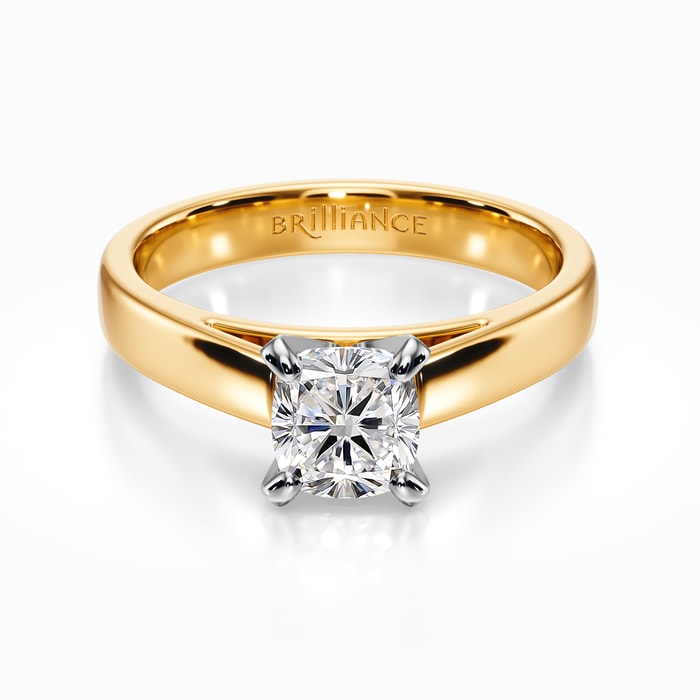 Flat Cathedral Solitaire Engagement Ring in Yellow Gold (3 mm)