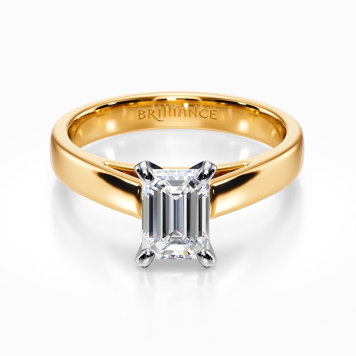 Flat Cathedral Solitaire Engagement Ring in Yellow Gold (3 mm)