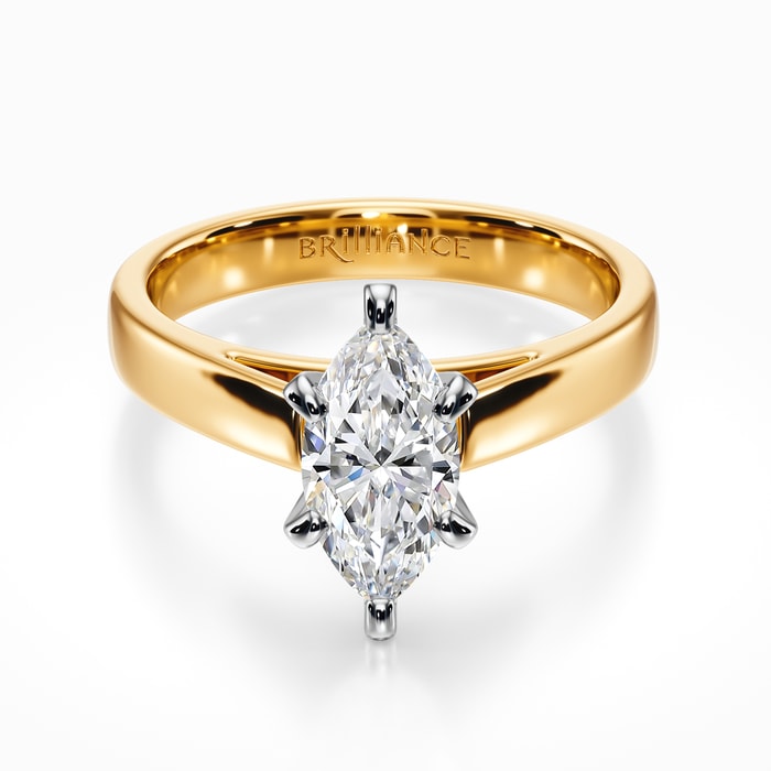 Flat Cathedral Solitaire Engagement Ring in Yellow Gold (3 mm)