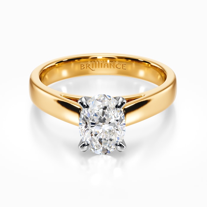 Flat Cathedral Solitaire Engagement Ring in Yellow Gold (3 mm)