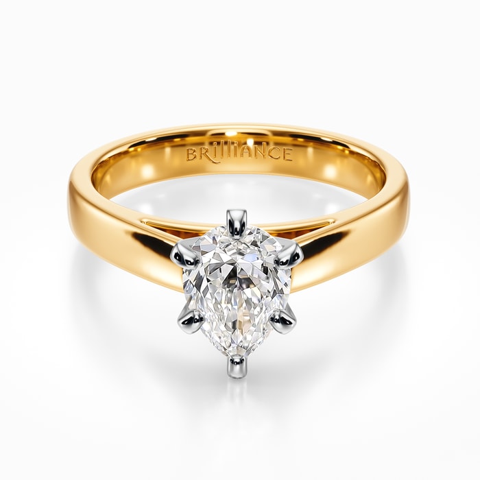 Flat Cathedral Solitaire Engagement Ring in Yellow Gold (3 mm)