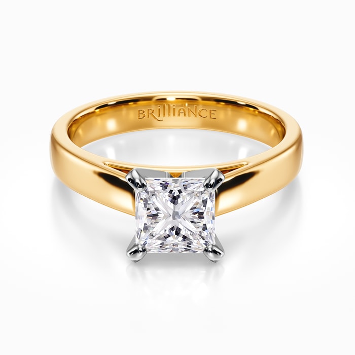 Flat Cathedral Solitaire Engagement Ring in Yellow Gold (3 mm)
