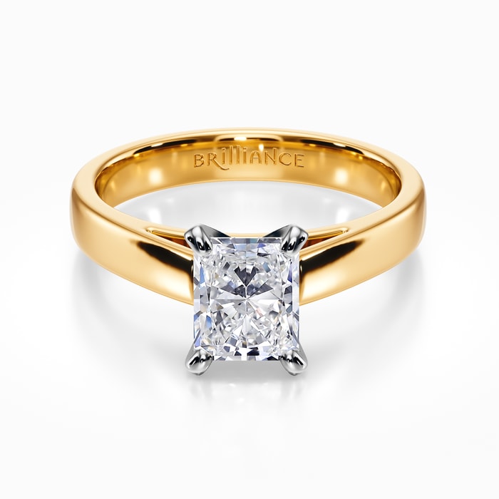 Flat Cathedral Solitaire Engagement Ring in Yellow Gold (3 mm)