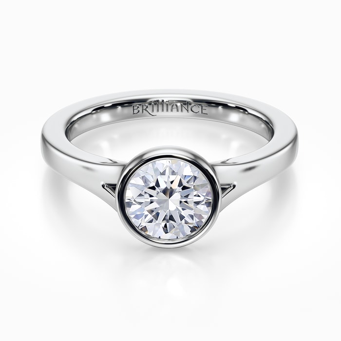 Floating Bezel Cathedral Solitaire Engagement Ring in White Gold