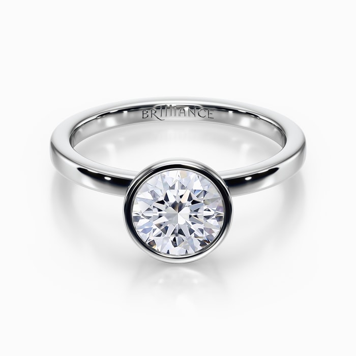 Floating Bezel Solitaire Engagement Ring in White Gold