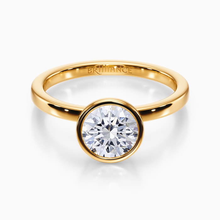 Floating Bezel Solitaire Engagement Ring in Yellow Gold