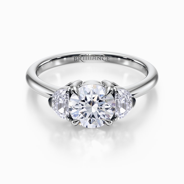 Half Moon Diamond Engagement Ring in White Gold (0.50 Carat)