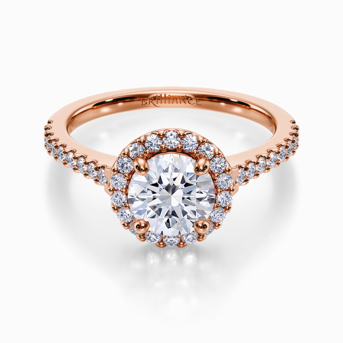 Halo Diamond Engagement Ring in Rose Gold